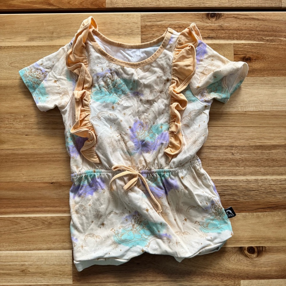 RAGS Aladdin and Jasmine Magic Carpet Cream and Purple Short Sleeve Romper